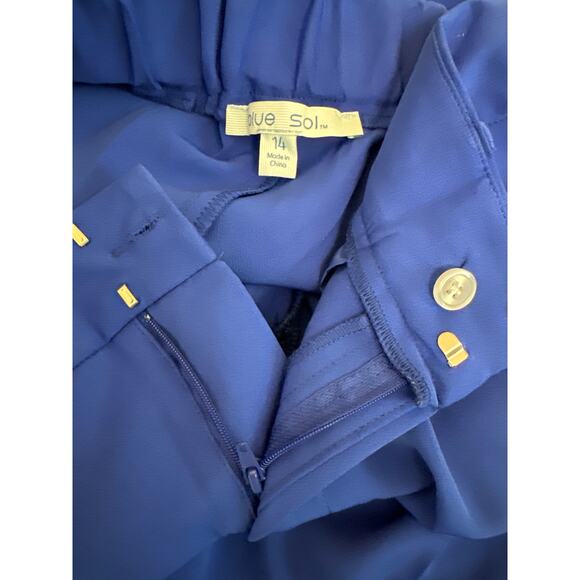 NWT Blue Sol Size 14, Wide Leg Pants Pleated Front Elastic Back, Pockets - Picture 6 of 6